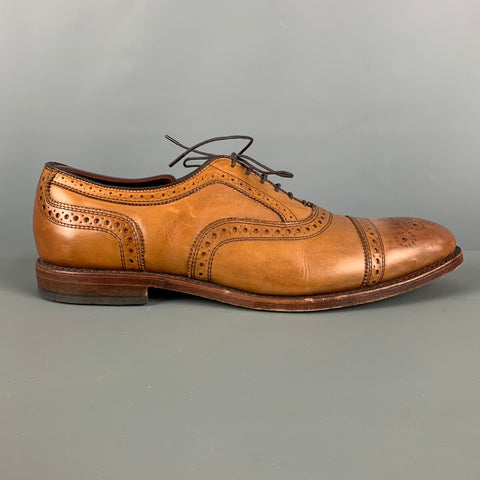 ALLEN EDMONDS Size 10.5 Brown Tan Perforated Leather Cap Toe Lace Up Shoes