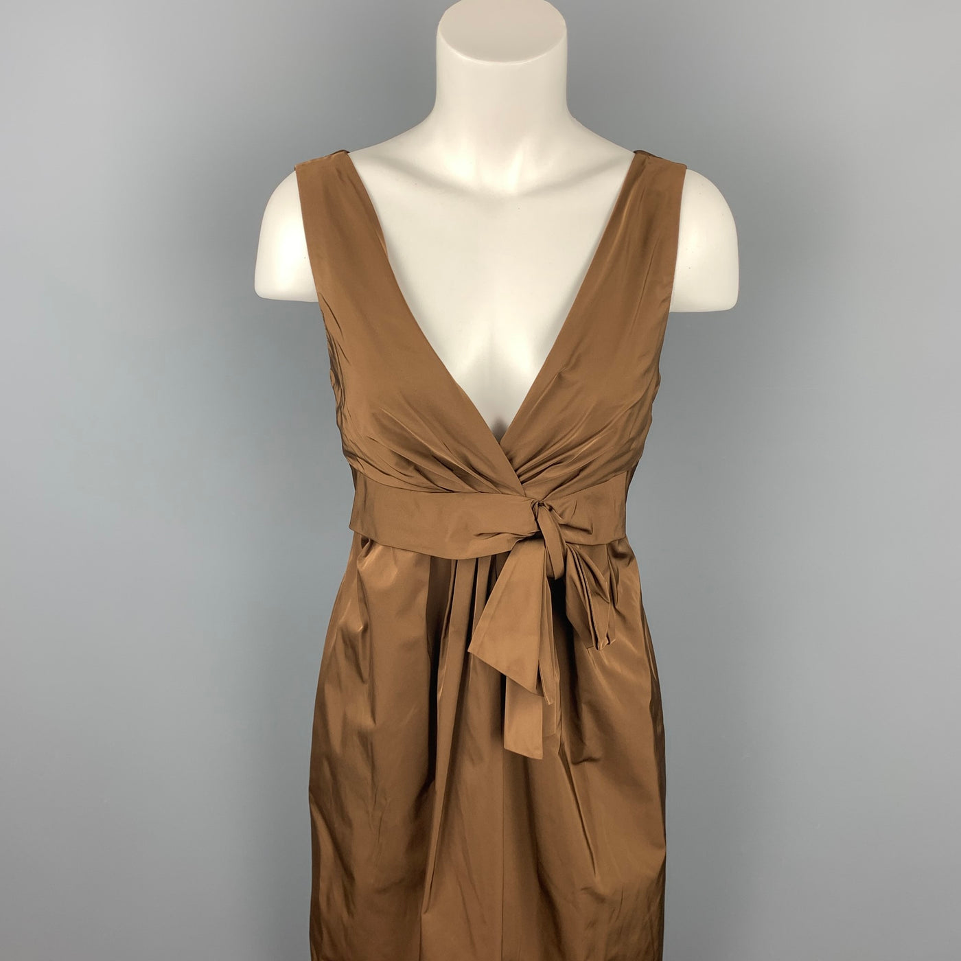 LIDA BADAY Size 8 Brown Polyester Sleeveless Sheath Dress