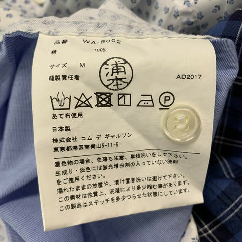 JUNYA WATANABE Size M White Blue Print Cotton Open Collar Long Sleeve Shirt