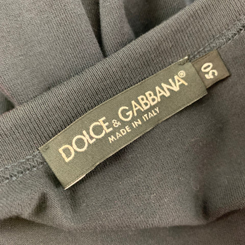 DOLCE & GABBANA Size M Black Applique Cotton Crew-Neck T-shirt