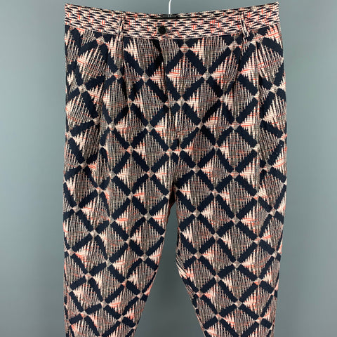 HENRIK VIBSKOV Size S Navy & Red Abstract Cotton Blend Drop-Crotch Casual Pants