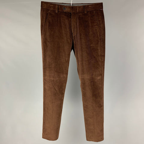 TODD SNYDER Size 28 Brown Corduroy Cotton Zip Fly Dress Pants