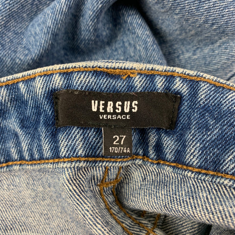 VERSUS by GIANNI VERSACE Size 27 Indigo Distressed Denim Zip Fly Jeans