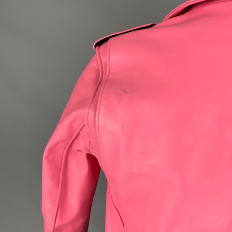 SCHOTT x MARC JACOBS Size S Pink Leather Biker Perfecto Jacket