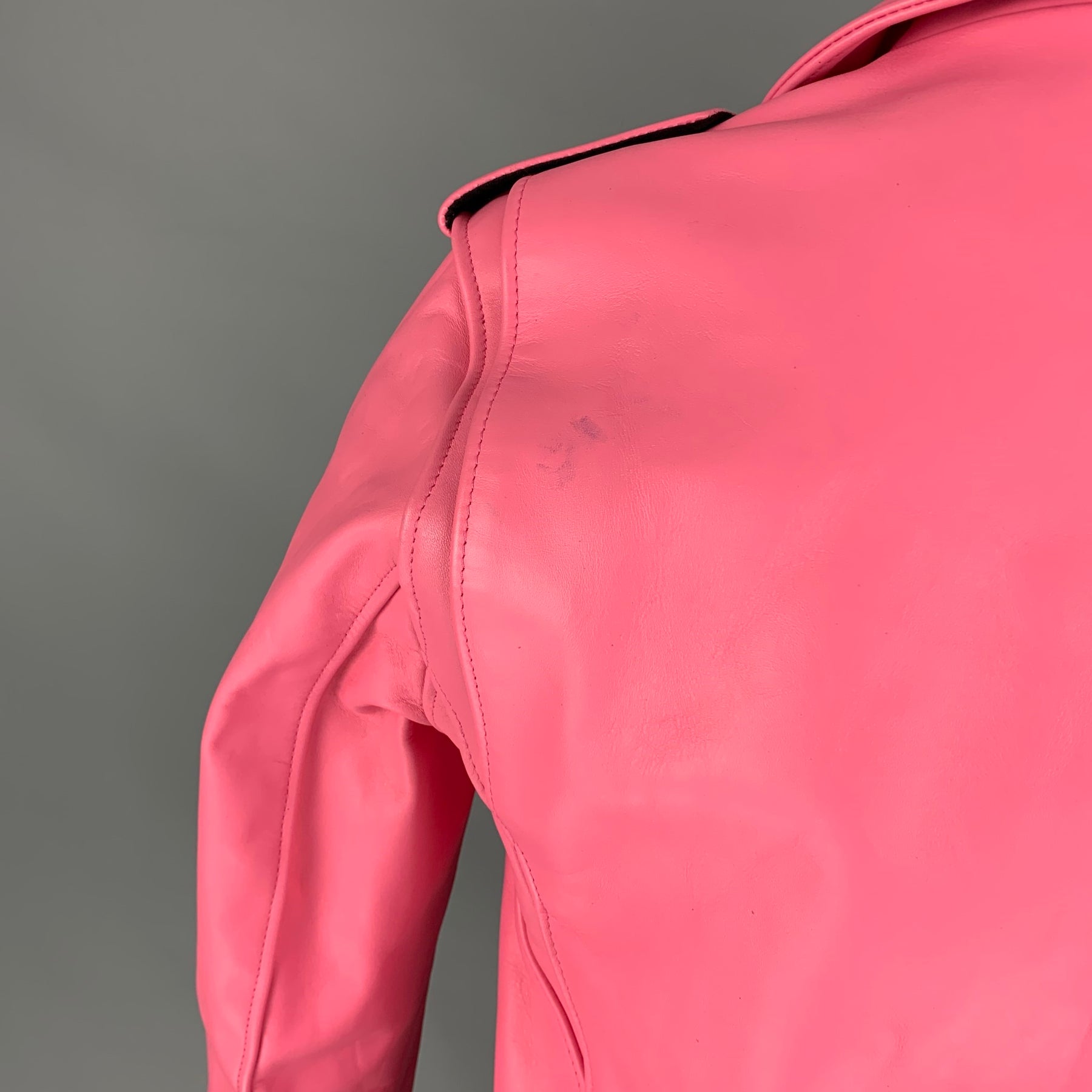 SCHOTT x MARC JACOBS Size S Pink Leather Biker Perfecto Jacket
