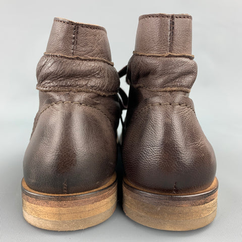ACOTE Talla 6 Botines con cordones de cuero marrón