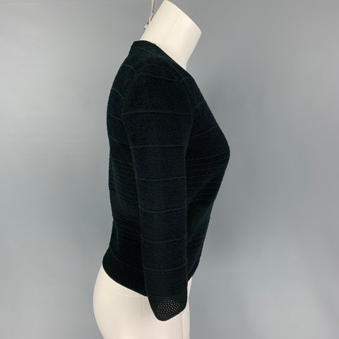 GIORGIO ARMANI Size 2 Black Viscose Blend Textured Casual Top