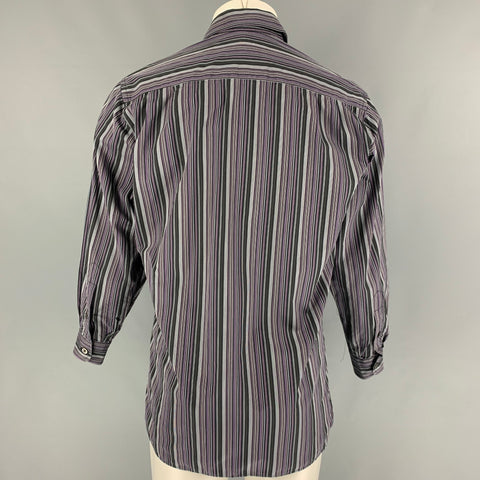 ERMENEGILDO ZEGNA Size S Multi-Color Stripe Cotton Button Up Long Sleeve Shirt
