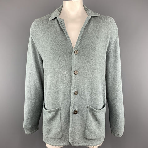 ERMENEGILDO ZEGNA Size M Oversized Sea Foam Knitted Cotton Buttoned Cardigan Jacket