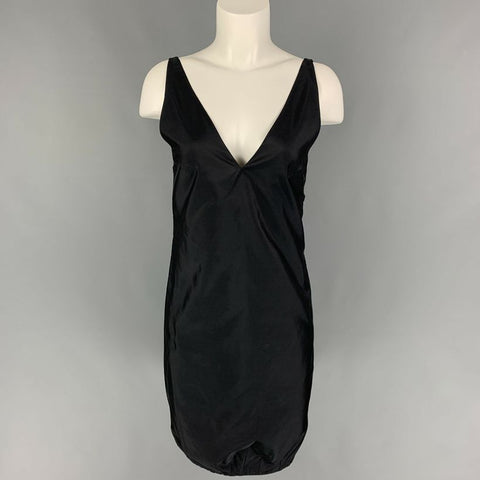 PRADA Size 4 Black Silk Sleeveless Cocktail Dress