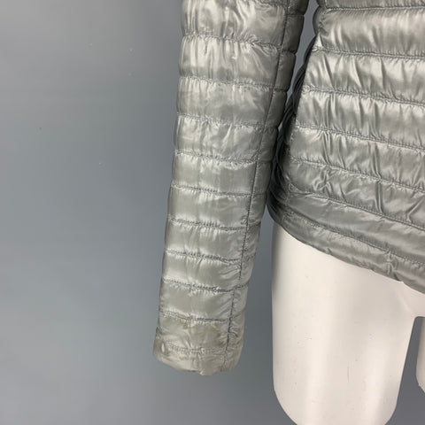 HERNO Size 6 Navy Silver Polyamide Blend Quilted Reversible Jacket