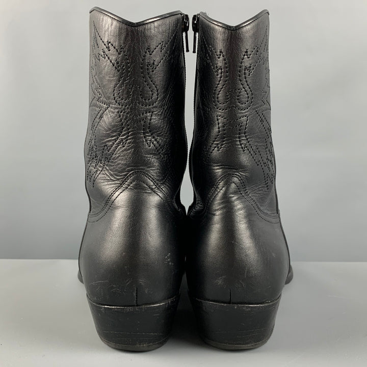 VALENTINO Size 10 Black Leather Western Boots