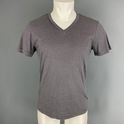 THEORY Size S Black & White  Stripe Cotton Short Sleeve T-shirt