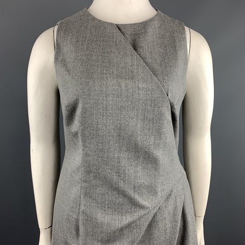 GIORGIO ARMANI Size 10 Heather Grey Virgin Wool Blend Sleeveless Drape Dress