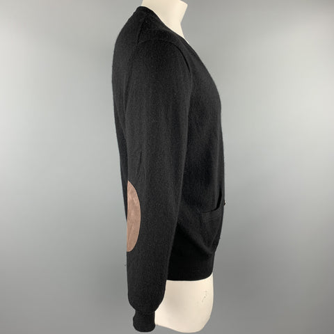 RALPH LAUREN Size L Black Merino Wool Buttoned Cardigan