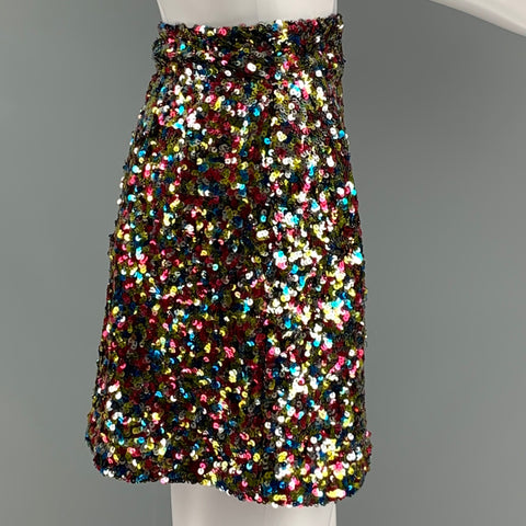 ATTICO Size XS Multi-Color Polyester Sequined Mini Skirt