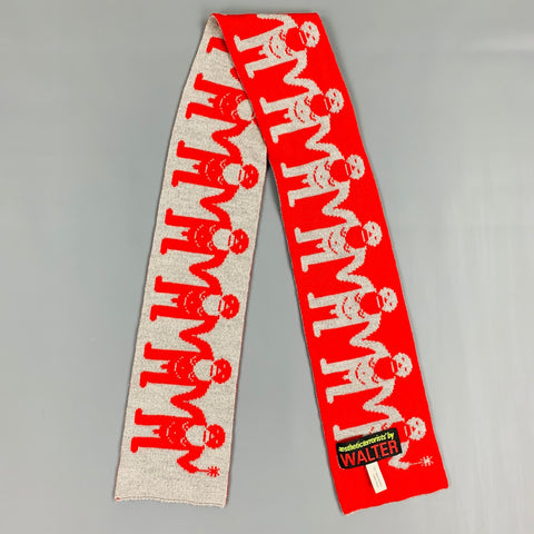 AESTHETICTERRORISTS by WALTER VAN BEIRENDONCK Red & Grey Merino Wool Knitt Scarf