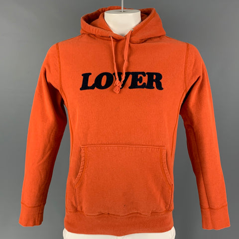 BIANCA CHANDON Size M Orange Navy Logo Cotton Hooded Sweatshirt