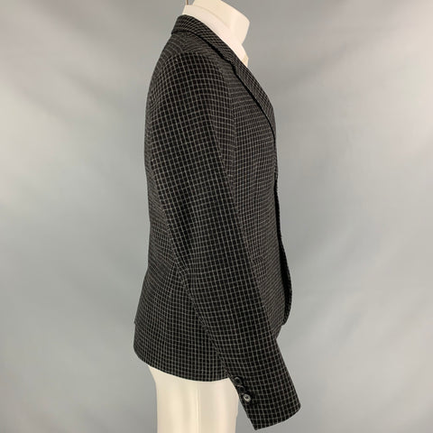 MARNI Size 38 Black & Grey Window Pane Wool Notch Lapel Sport Coat