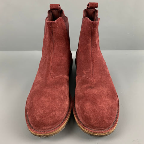 BOTTEGA VENETA Size 7.5 Burgundy Suede Chelsea Boots