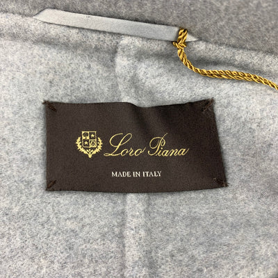 LORO PIANA Size M Light Gray Cashmere Leather Trim Oversized Hooded Jacket