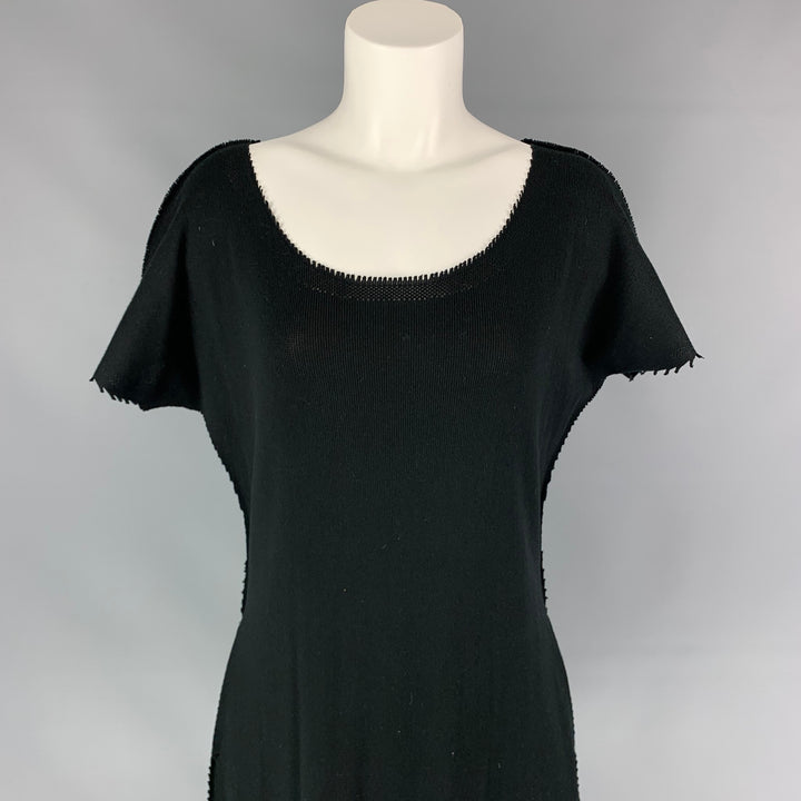 ISSEY MIYAKE Size M Black Knitted Raw Edged Shift Dress