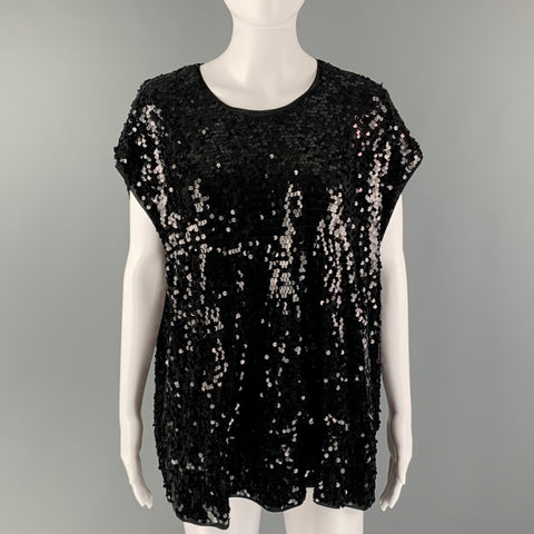 GIVENCHY Talla M Top de vestido sin mangas con lentejuelas en mezcla de poliéster negro