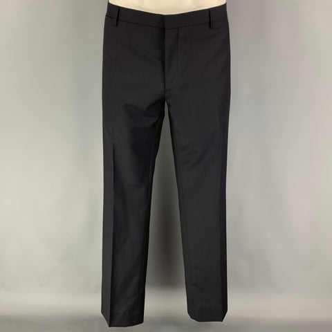 BURBERRY LONDON Size 46 Navy Wool Notch Lapel Suit