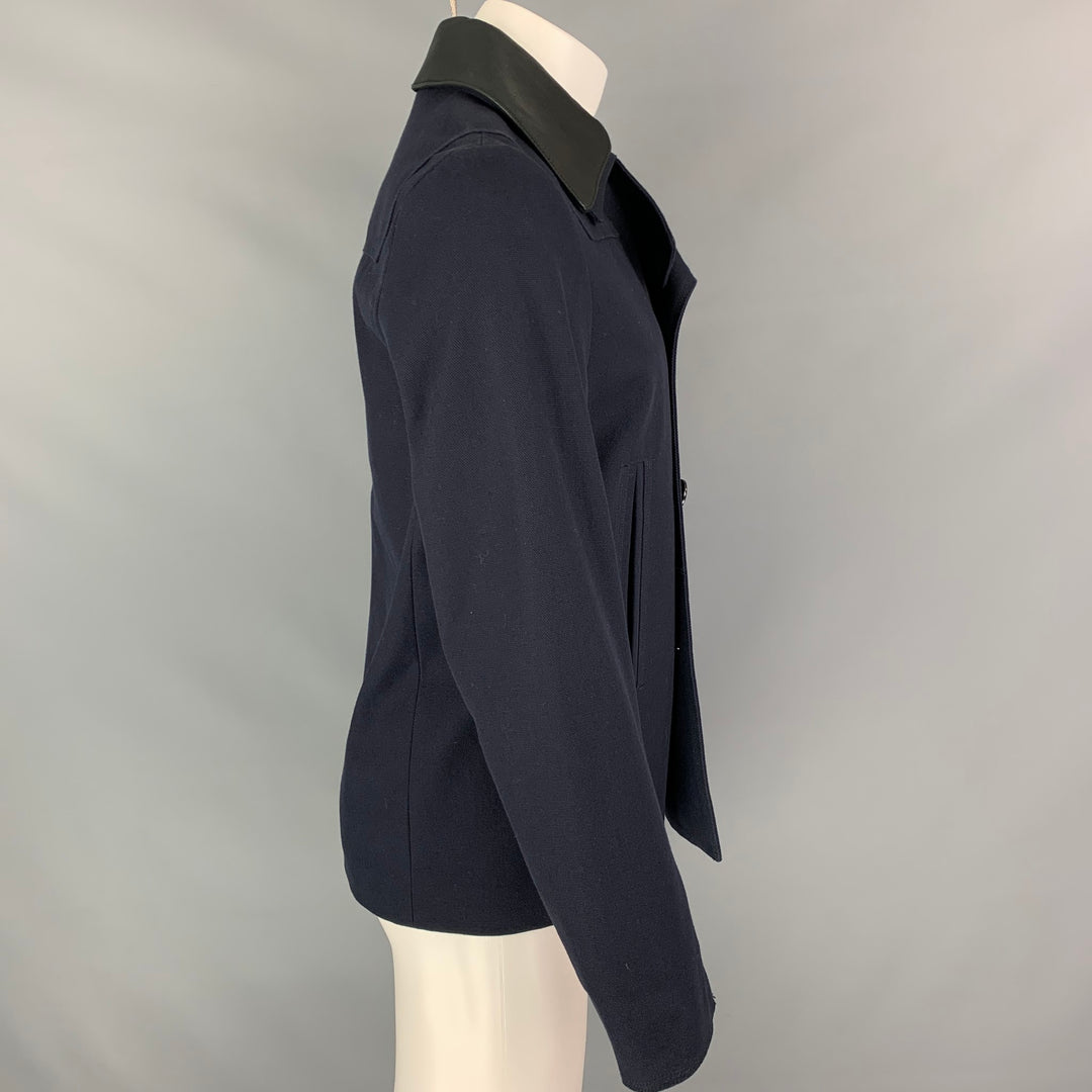 SANDRO Size M Navy Cotton Detachable Collar Double Breasted Jacket