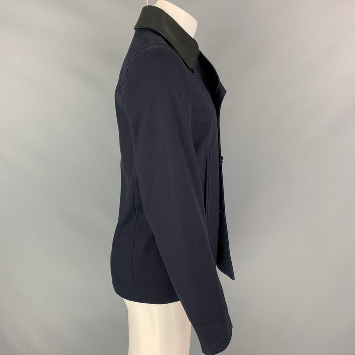 SANDRO Size M Navy Cotton Detachable Collar Double Breasted Jacket
