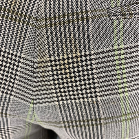 ETRO Size 36 White Black & Green Plaid Wool Cotton Zip Fly Dress Pants
