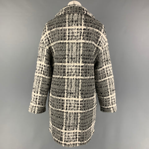 CHRISTIAN SIRIANO Size S Grey Black & White Wool Blend Tweed Notch Lapel Coat