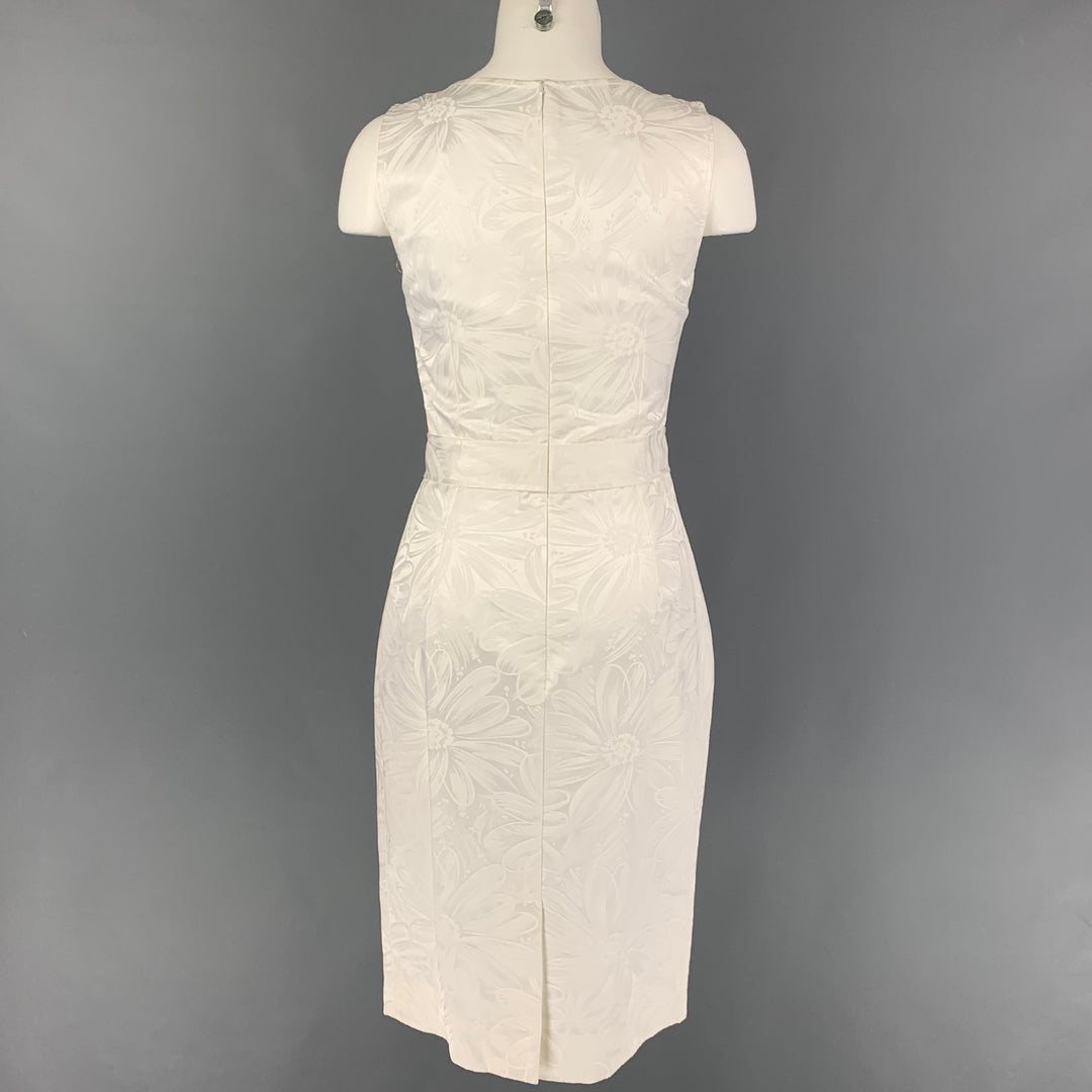 DOLCE & GABBANA Size 4 White Cotton Floral Viscose Rhinestone Sleeveless Dress