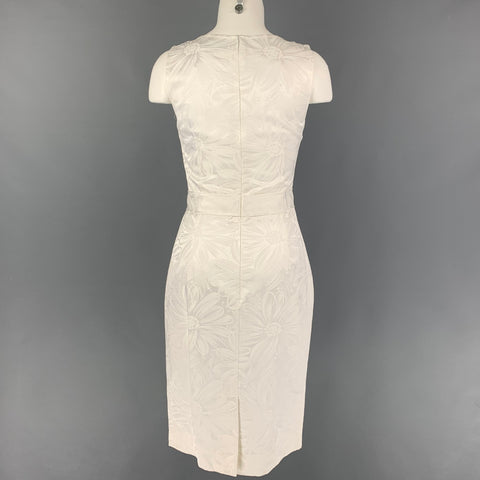 DOLCE & GABBANA Size 4 White Cotton Floral Viscose Rhinestone Sleeveless Dress