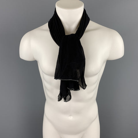 ALEXANDER MCQUEEN Black & Gray Trim Silk Scarf