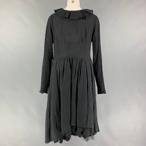 ALEKSANDR MANAMIS Taille S Robe surdimensionnée à manches longues en lin noir