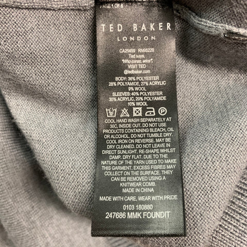 TED BAKER Size M Grey Polyester Blend Crew Neck Pullover