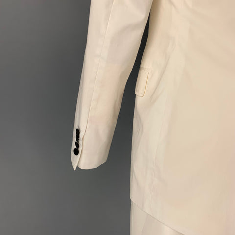 LANVIN Size 38 White Cotton Notch Lapel Sport Coat