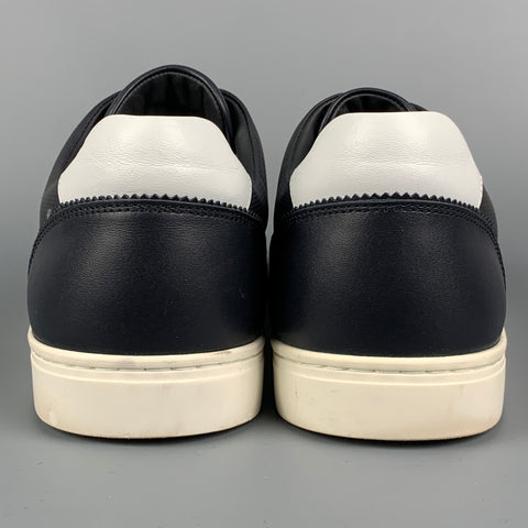 DOLCE & GABBANA Size 12 Navy & White Leather Lace Up Sneakers