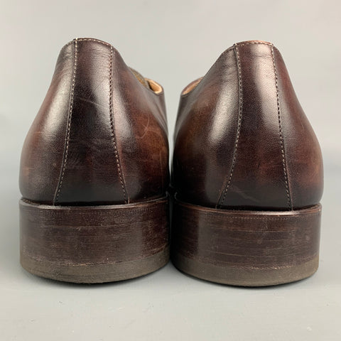 CALZOLERIA HARRIS for BARNEY'S NEW YORK Size 11.5 Brown Burnished Leather Oxford Lace Up Shoes