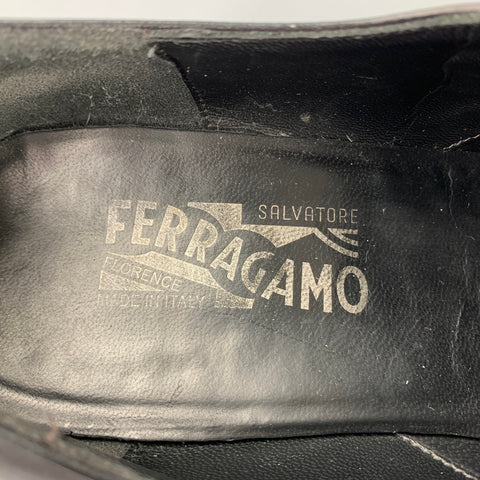 SALVATORE FERRAGAMO Size 11.5 Black Leather Monk Strap Loafers
