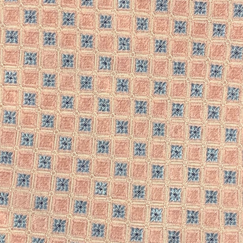 VALENTINO Pink Light Blue Squares Silk Tie