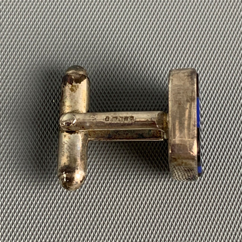 TATEOSSIAN RT Silver Black Blue Checkered Metal Cuff Links