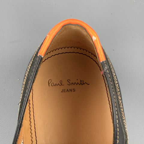 PAUL SMITH JEANS Skull Size US 9 Black Leather Cap Toe Lace Up Shoes