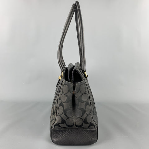 COACH Black Monogram Canvas Top Handles Handbag