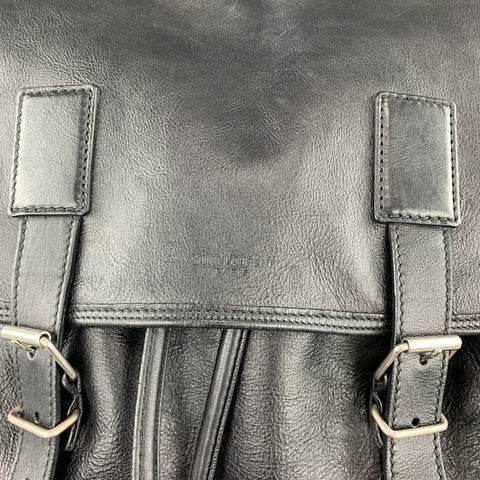 SAINT LAURENT Black Leather Drawstring ROCK SACK Backpack