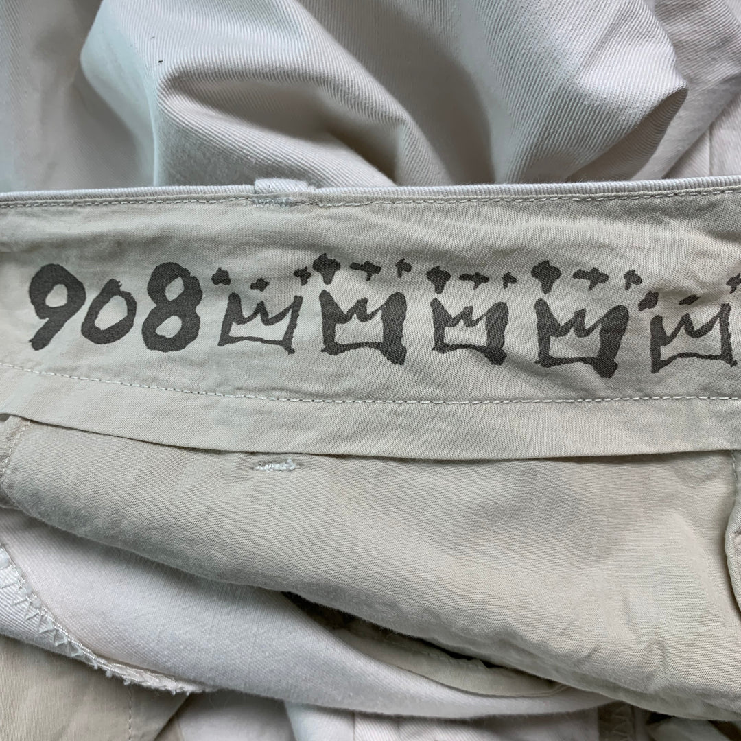 45rpm Size L Off White Solid Cotton Button Fly Casual Pants