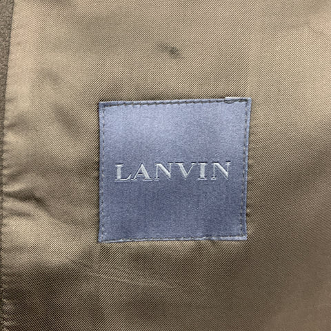 LANVIN Size 44 Black Gold Contrast Stitch Wool Shawl Collar Sport Coat