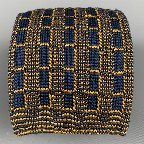 Cravate en soie tricotée VINTAGE jaune noir