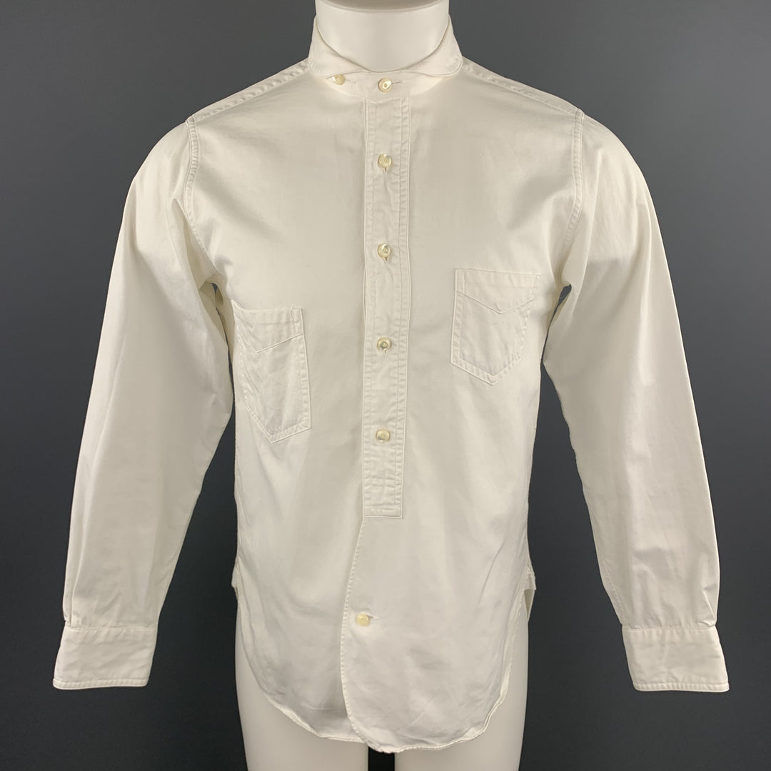 HAVER SACK Size S White Cotton Round Tab Collar Shirt